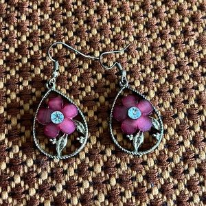 Pink flower earrings